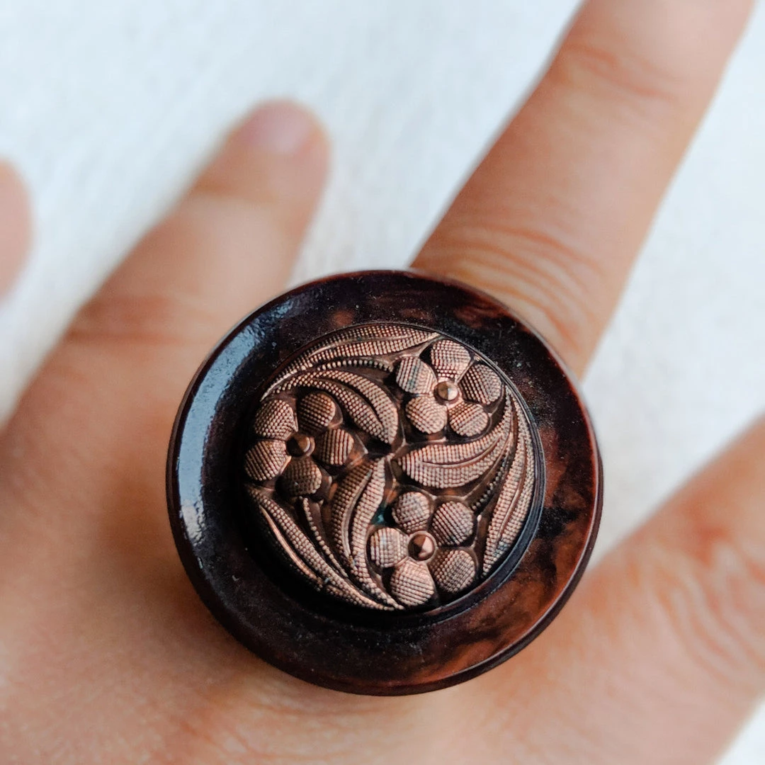 Tracy Burton Shop By Vendor 1940s Button Adjustable Ring 3 Tracy Burton Shop By Vendor 1940s Button Adjustable Ring