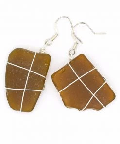 Themis And Thread Accessories Brown Seneca Sea Glass Earrings