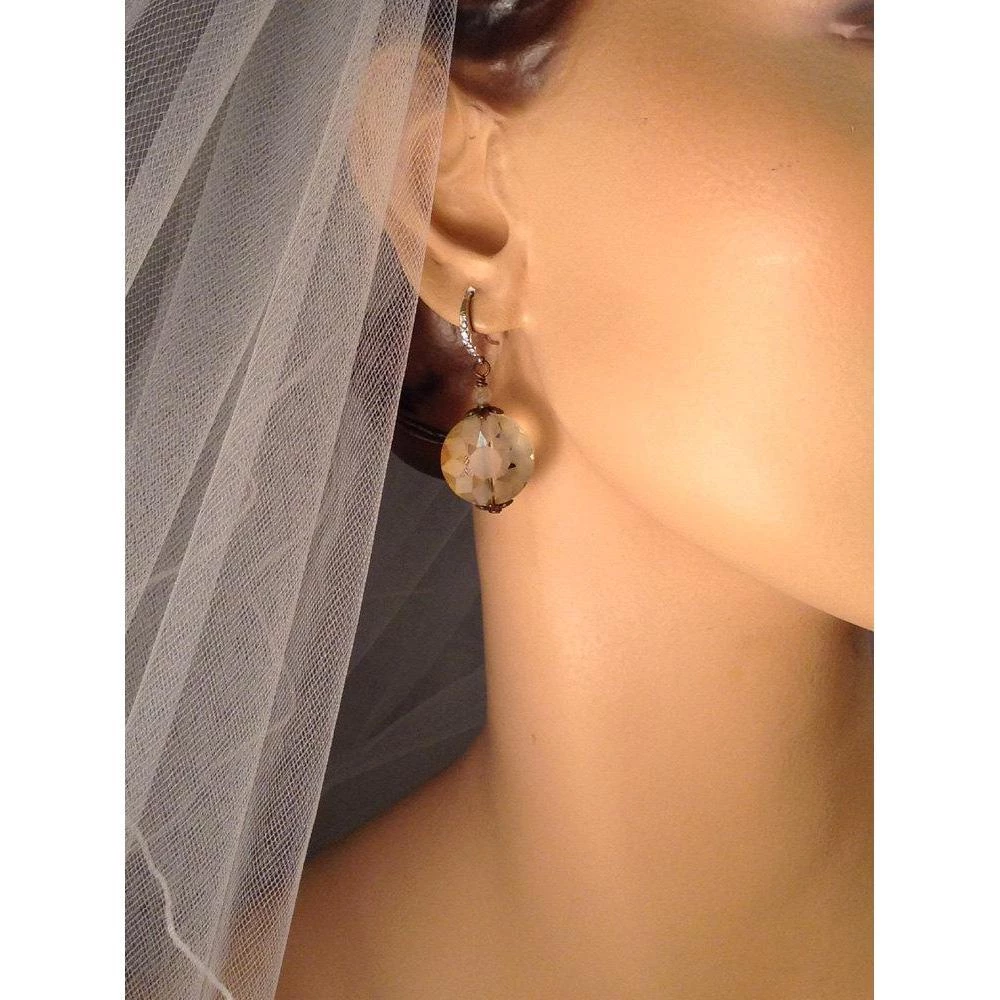 Headpiece Heaven Champagne Crystal Earrings 1 Headpiece Heaven Champagne Crystal Earrings