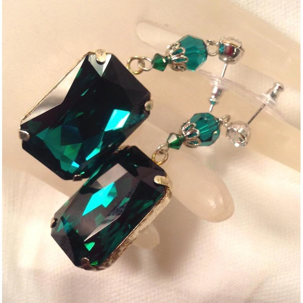 Headpiece Heaven Shop By Vendor Emerald Crystal Earrings 2 Headpiece Heaven Shop By Vendor Emerald Crystal Earrings