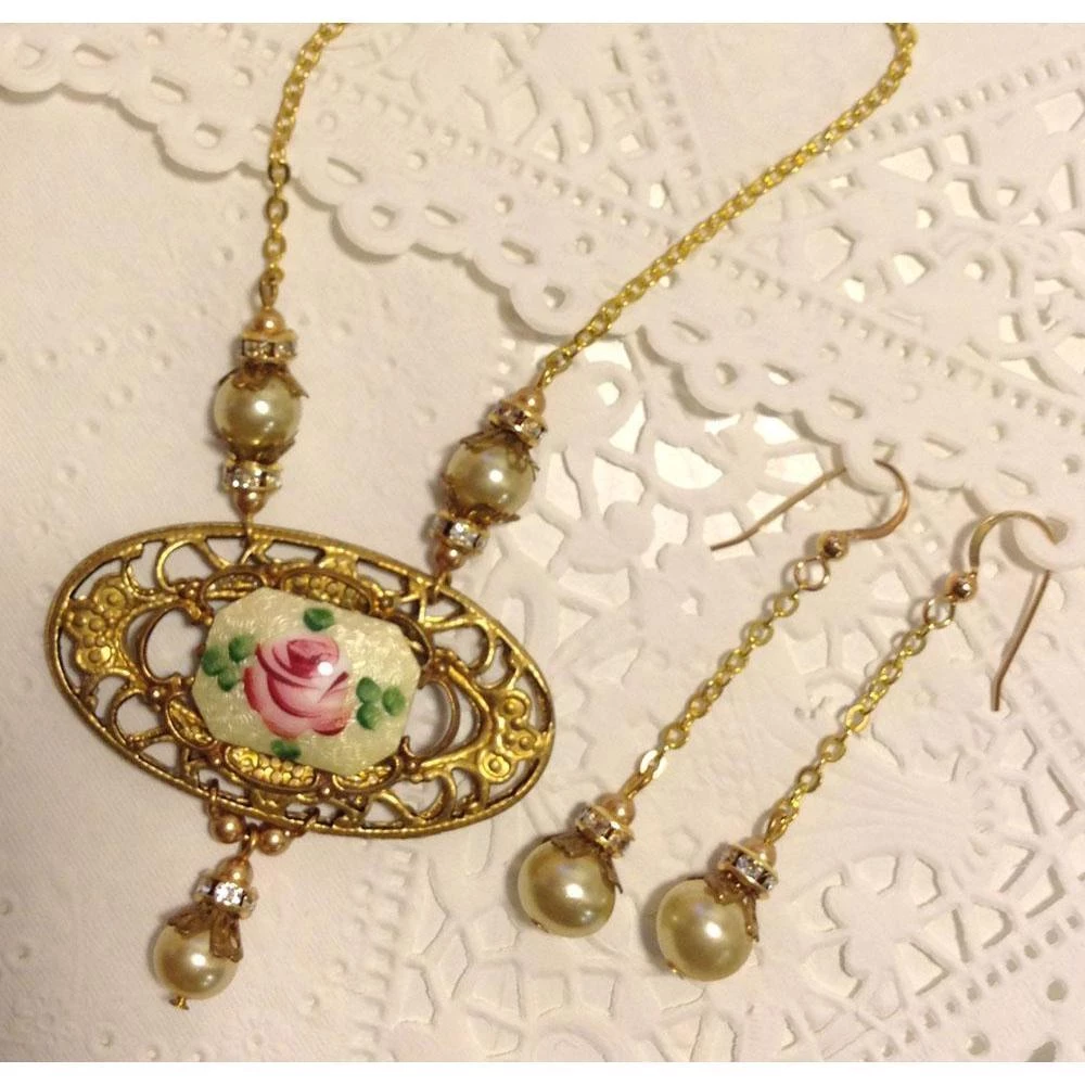 Headpiece Heaven Guilloche Enamel Necklace Set Shop By Vendor 3 Headpiece Heaven Guilloche Enamel Necklace Set Shop By Vendor