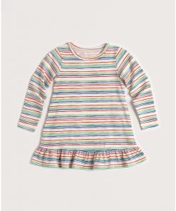 Pact Organic Kids Clearance Ruffle Long Sleeve Dress