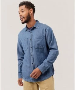 Shop By Partner Pact Organic Men Denim Chambray Ranch Shirt
