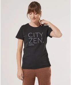 Womens Pact Organic Women Cityzen Earth Graphic Crew Neck Tee