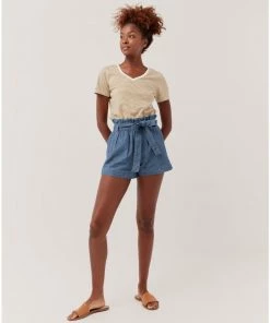 Womens Pact Organic Women Denim Chambray Paper Bag Short