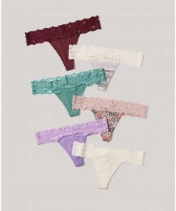 Womens Pact Organic Women Lace-Waist Thong 6-Pack 9 Womens Pact Organic Women Lace-Waist Thong 6-Pack