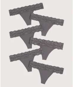 Womens Pact Organic Women Lace-Waist Thong 6-Pack 11 Womens Pact Organic Women Lace-Waist Thong 6-Pack