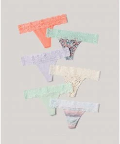 Womens Pact Organic Women Lace-Waist Thong 6-Pack 13 Womens Pact Organic Women Lace-Waist Thong 6-Pack