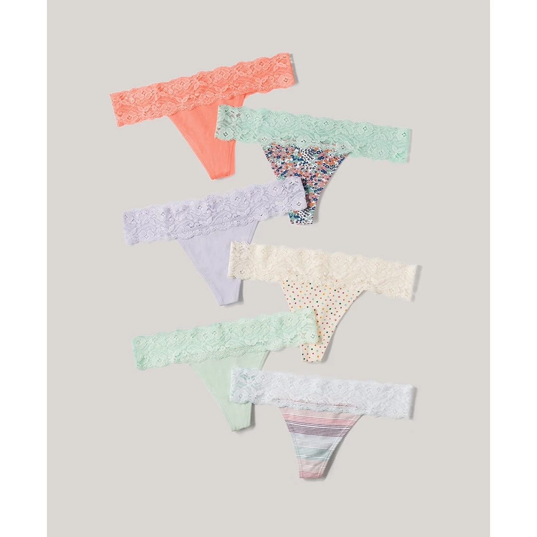 Womens Pact Organic Women Lace-Waist Thong 6-Pack 7 Womens Pact Organic Women Lace-Waist Thong 6-Pack