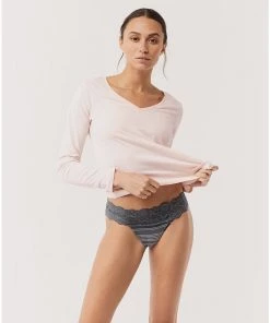 Pact Organic Women Lace-Waist Thong Womens