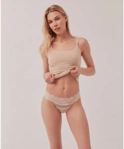 Pact Organic Women Lace-Waist Thong Womens