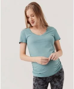 Womens Pact Organic Women Maternity Ruched V-Neck Tee