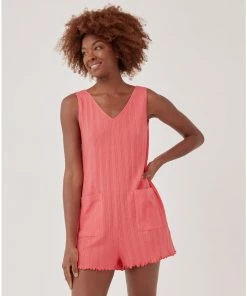 Womens Pact Organic Women Pointelle Rib Sleep Romper 5 Womens Pact Organic Women Pointelle Rib Sleep Romper