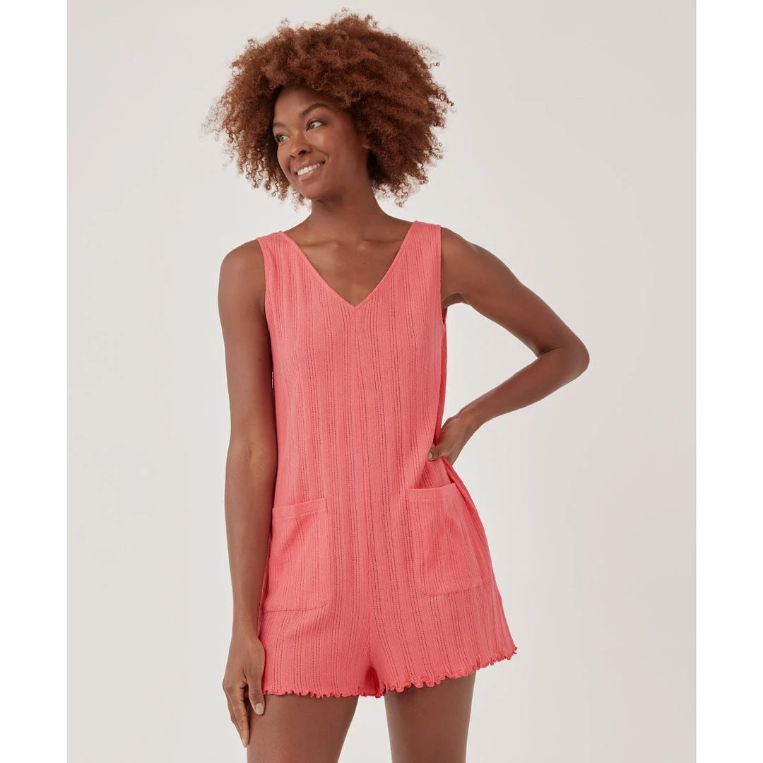 Womens Pact Organic Women Pointelle Rib Sleep Romper 3 Womens Pact Organic Women Pointelle Rib Sleep Romper