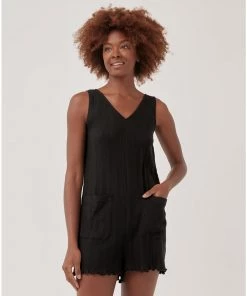 Womens Pact Organic Women Pointelle Rib Sleep Romper