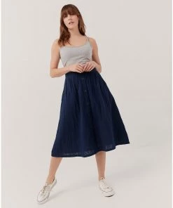 Pact Organic Women The Coastal Button Front Skirt
