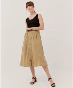 Pact Organic Women The Coastal Button Front Skirt 5 Pact Organic Women The Coastal Button Front Skirt