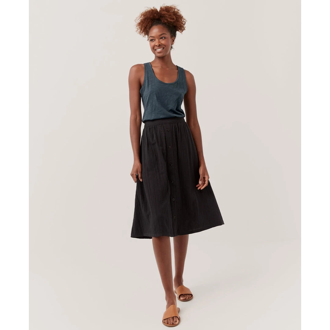 Pact Organic Women The Coastal Button Front Skirt 1 Pact Organic Women The Coastal Button Front Skirt