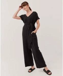Womens Pact Organic Women The Coastal Tie Waist Jumpsuit
