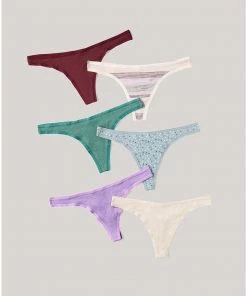 Pact Organic Women Thong 6-Pack Womens