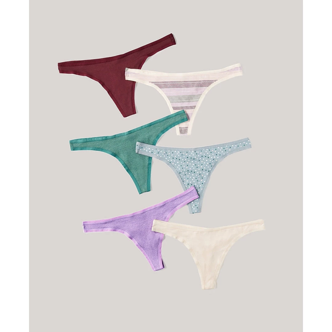 Pact Organic Women Thong 6-Pack Womens 2 Pact Organic Women Thong 6-Pack Womens