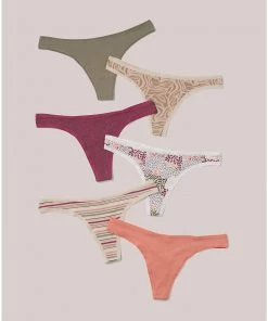 Pact Organic Women Thong 6-Pack Womens 6 Pact Organic Women Thong 6-Pack Womens