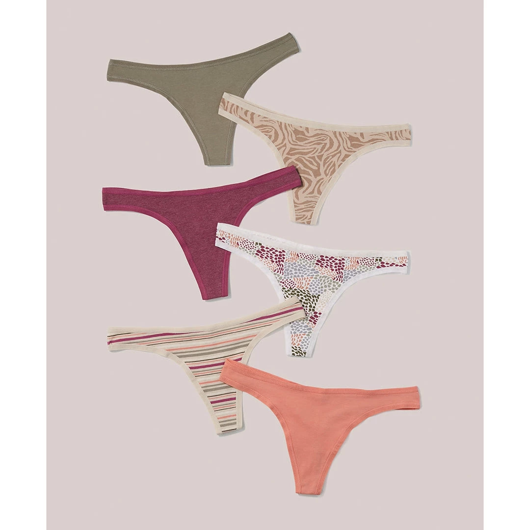 Pact Organic Women Thong 6-Pack Womens 3 Pact Organic Women Thong 6-Pack Womens