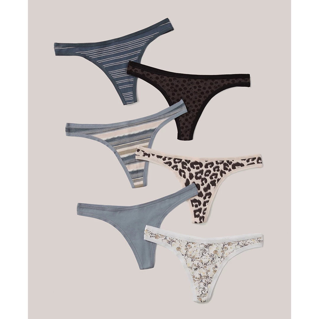 Pact Organic Women Thong 6-Pack Womens 1 Pact Organic Women Thong 6-Pack Womens
