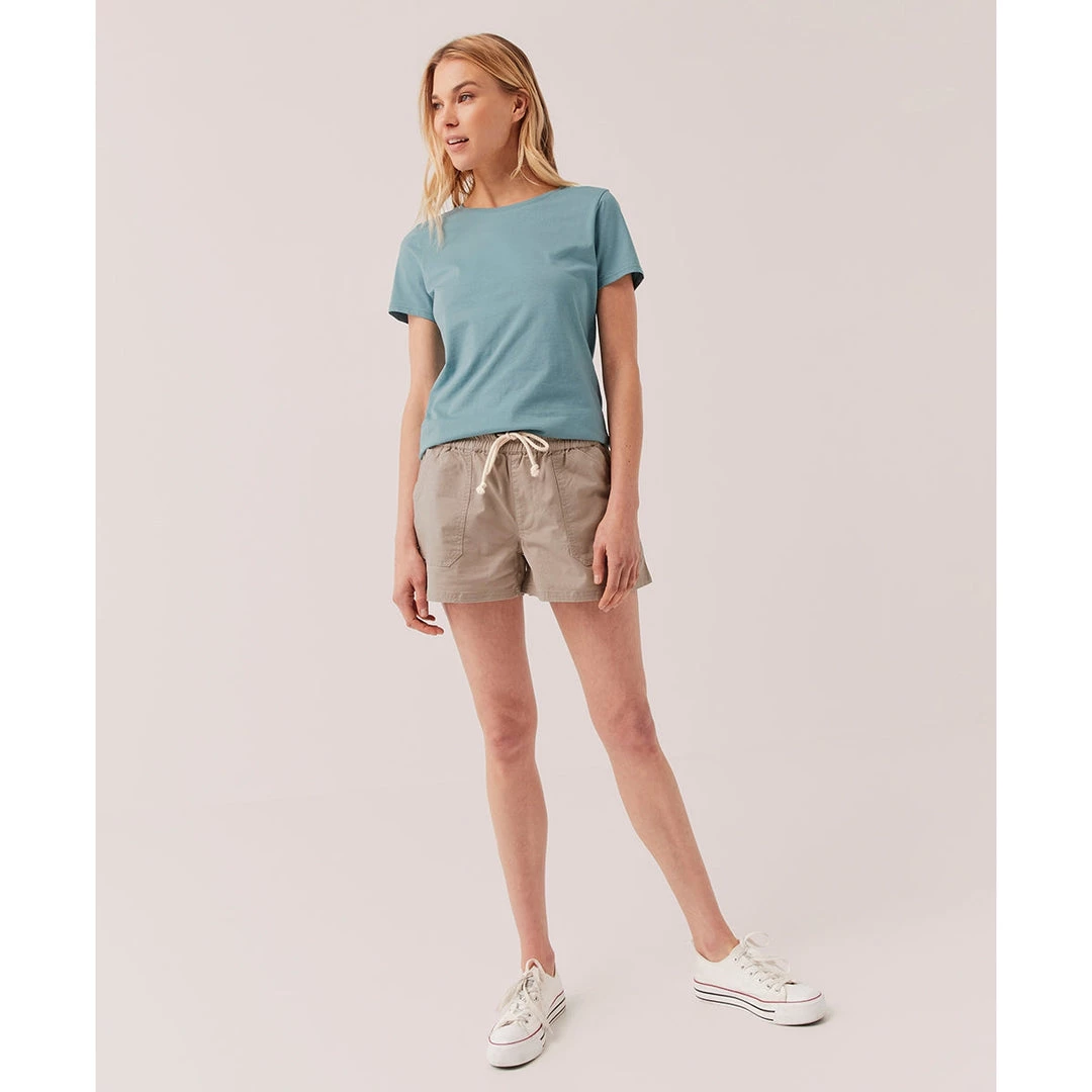 Pact Organic Women Woven Twill Drawstring Short 2 Pact Organic Women Woven Twill Drawstring Short