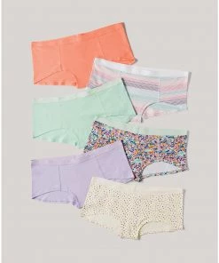 Pact Organic Women Clearance Boy Shorts 6-Pack Womens