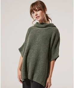Womens Pact Organic Women Clearance Cowl Neck Cozy Sweater Poncho