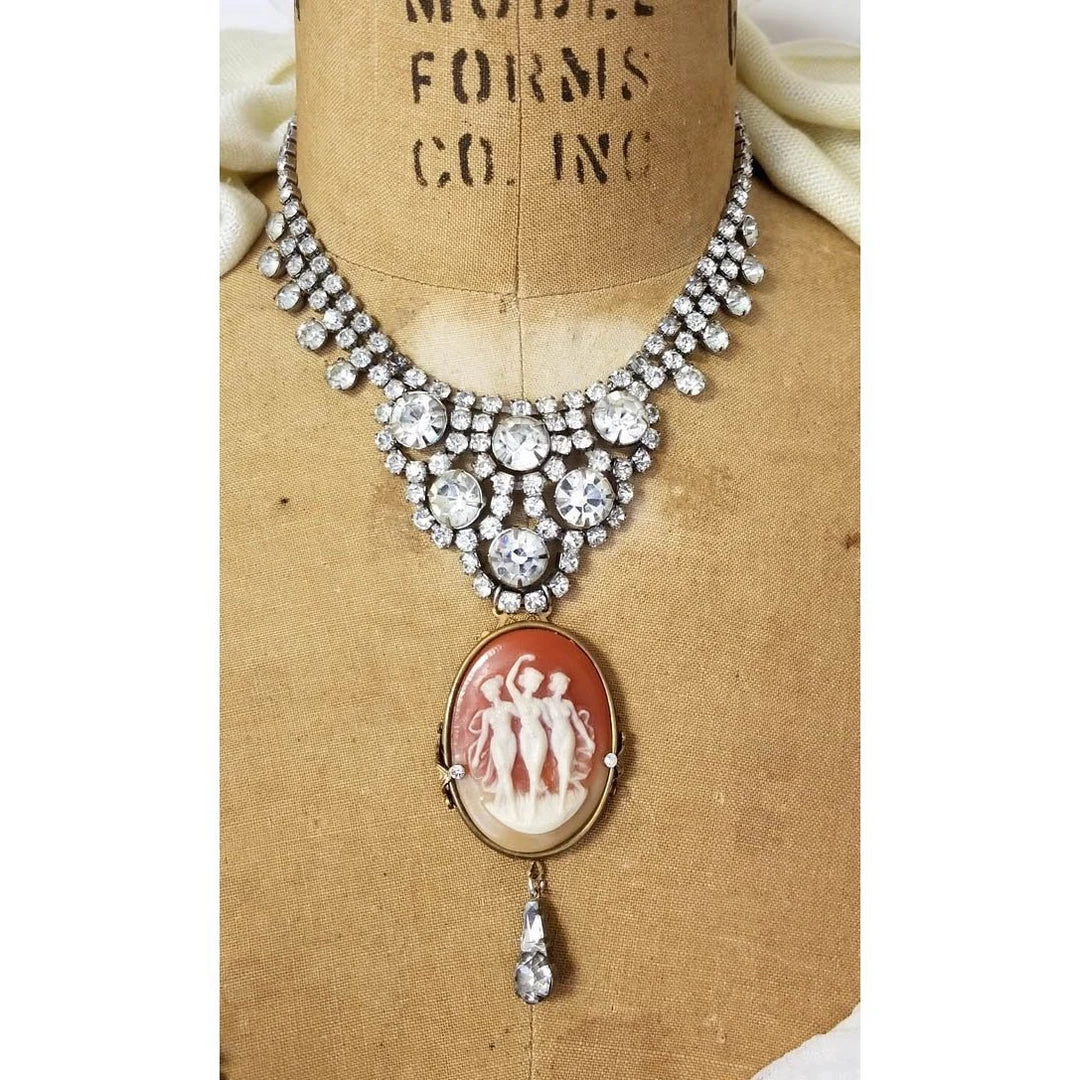 Headpiece Heaven Shop By Vendor Rhinestone Cameo Necklace 3 Headpiece Heaven Shop By Vendor Rhinestone Cameo Necklace