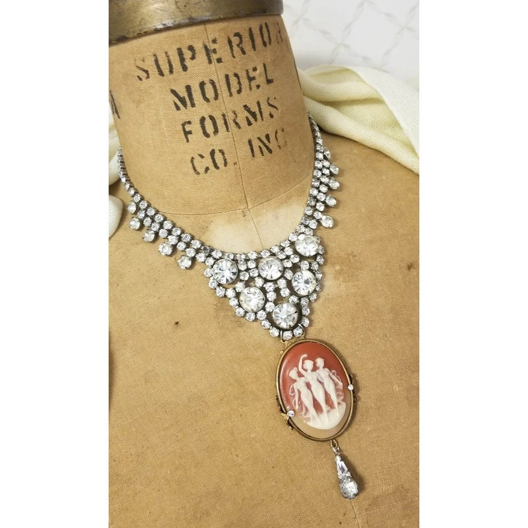 Headpiece Heaven Shop By Vendor Rhinestone Cameo Necklace 4 Headpiece Heaven Shop By Vendor Rhinestone Cameo Necklace