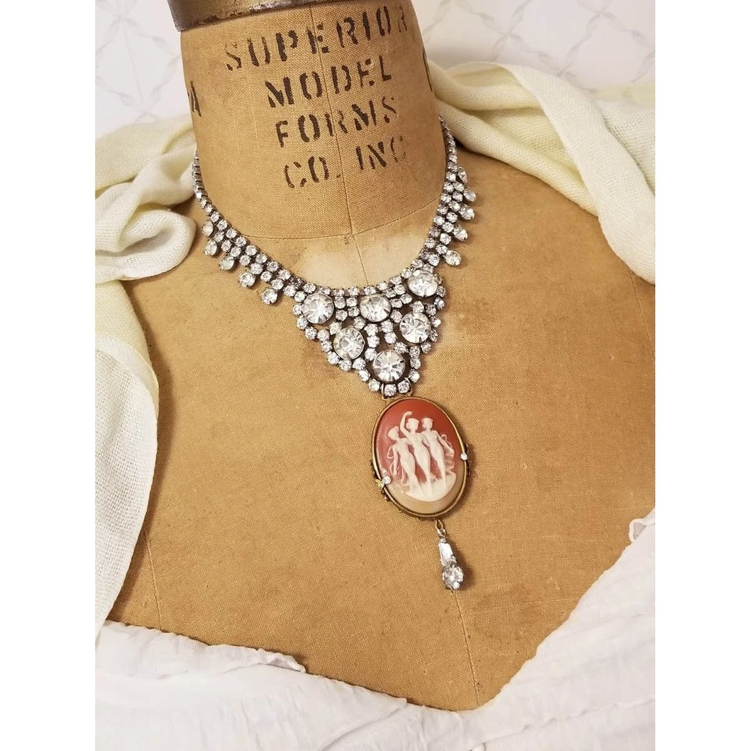 Headpiece Heaven Shop By Vendor Rhinestone Cameo Necklace 5 Headpiece Heaven Shop By Vendor Rhinestone Cameo Necklace