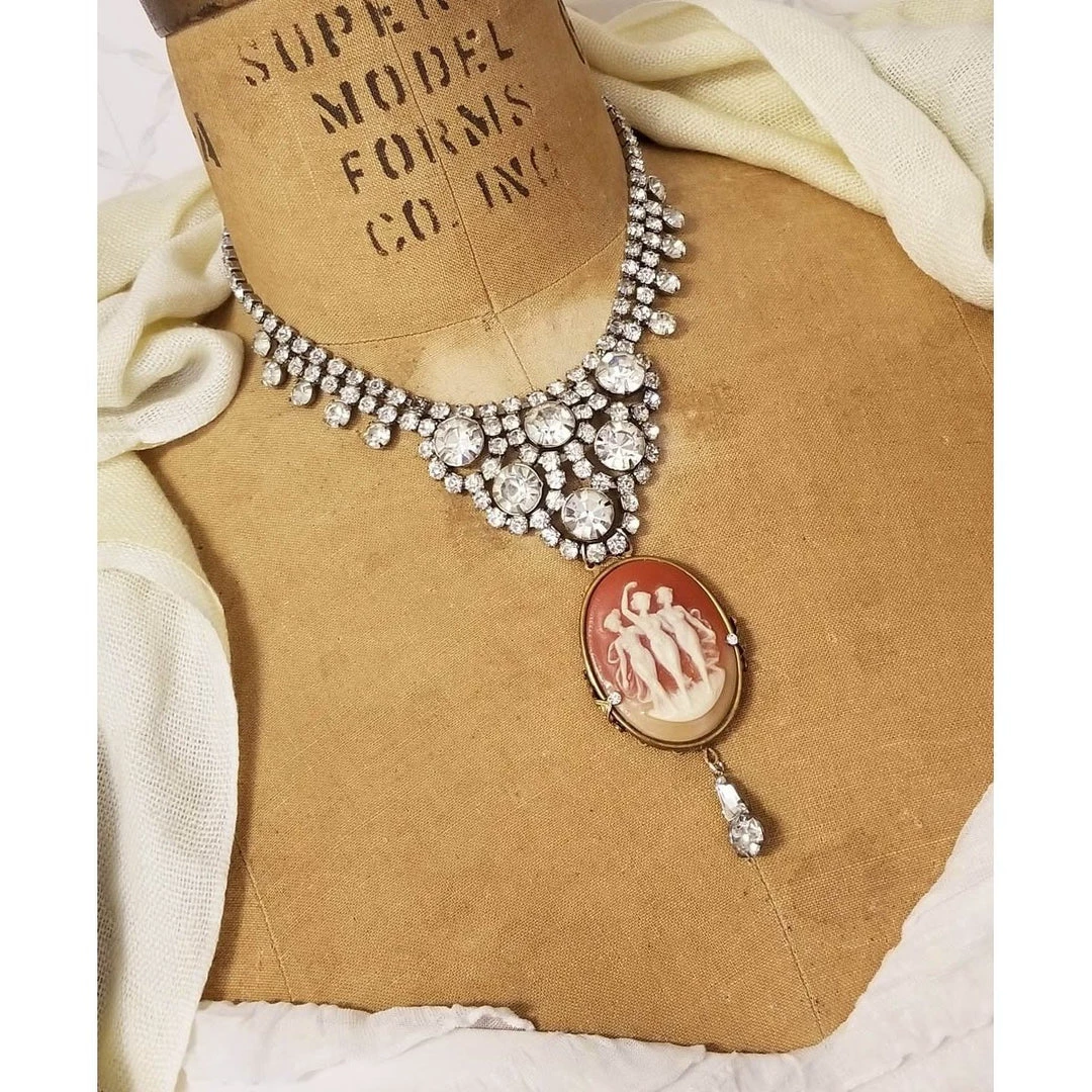 Headpiece Heaven Shop By Vendor Rhinestone Cameo Necklace 1 Headpiece Heaven Shop By Vendor Rhinestone Cameo Necklace